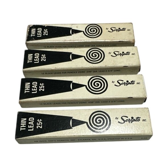 Vintage Scripto Pencil Lead Bundle 4 Thin Lead, 1 Thick‎ Lead, Pencil Refill Kit - Picture 2 of 8